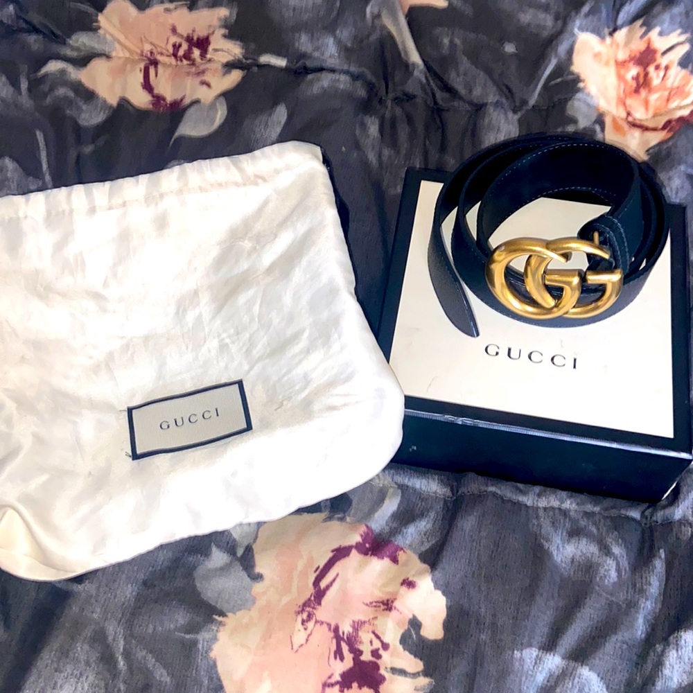 Authentic Gucci Black Wide Leather Belt